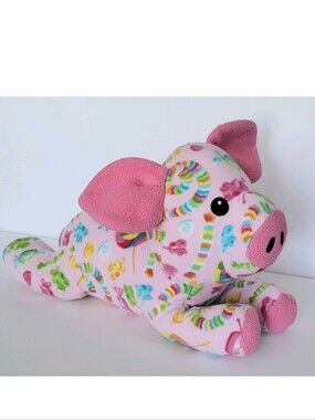 MELISSA AND DOUG BEEPOSH PLUSH PIG ALL OVER CANDY PRINT FLEECE  STUFFED ANIMAL